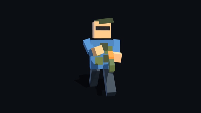 Personagem admin em traje militar