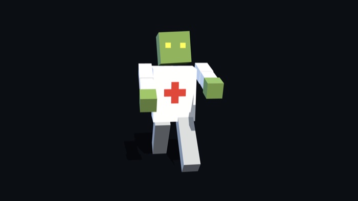 Zumbi walker com uniforme de médico